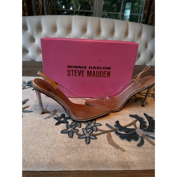 Winnie Harlow Steve Madden Savlamar Rhinestone Slingback Heels 7.5M‎ - Picture 3 of 9